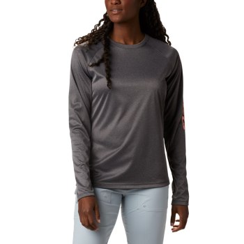 Columbia Ženske Majice S Kapuljačom - PFG Tidal Heather Long Sleeve Crne Roze | HWGA-23174